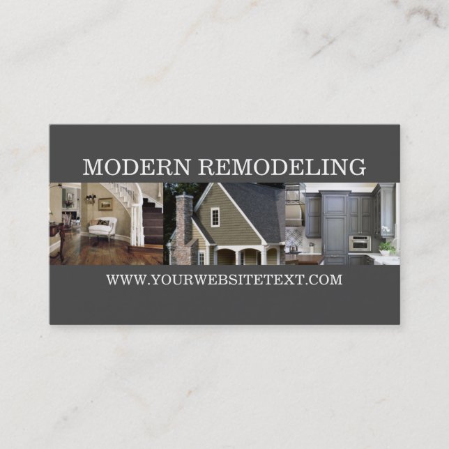 Modern Home Remodeling Contractor Construction Business Card (Front)