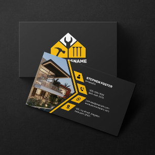 Modern Home Renovation Contractor Handyman Remodel Business Card