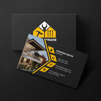 Modern Home Renovation Contractor Handyman Remodel Business Card