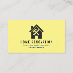 Modern Home Renovation Repair Handyman Yellow Business Card
