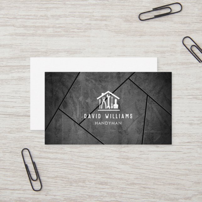 Modern Home Repair Handyman Business Card (Front/Back In Situ)