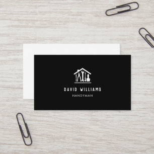Modern Home Repair Handyman Logo Black Business Card