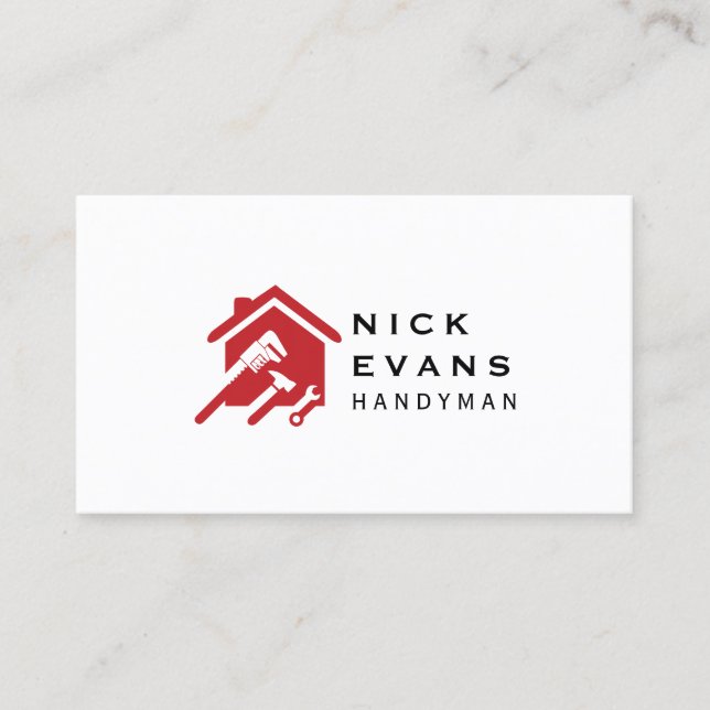 Modern Home Repair Logo Business Card (Front)