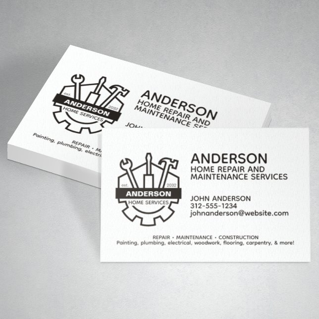 Modern Home Repair Maintenance Service Business Card (Creator Uploaded)