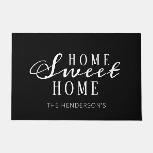Modern Home Sweet Home Black White Personalised Doormat