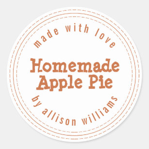 Modern Homemade Apple Pie Burnt Orange Classic Round Sticker