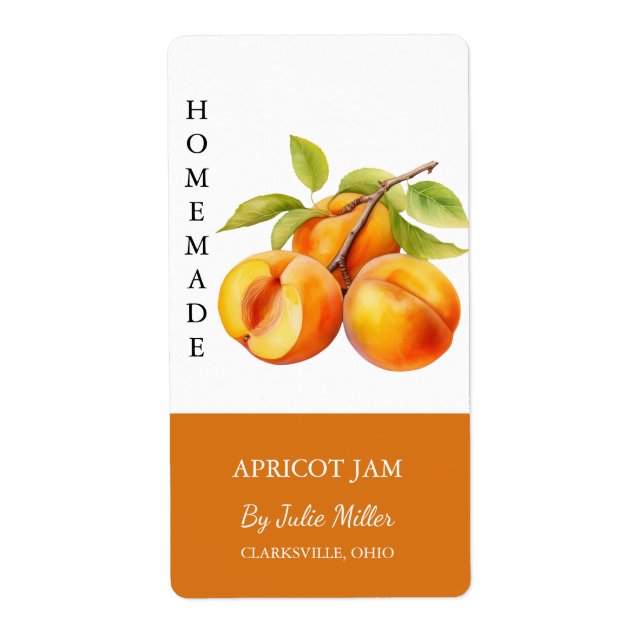 Modern Homemade Apricot Jam Label (Front)