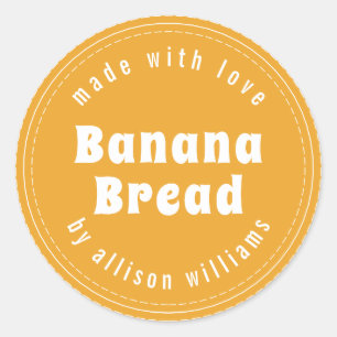 Modern Homemade Banana Bread Mellow Yellow Classic Round Sticker