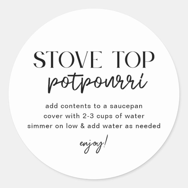 Modern Homemade Christmas Stovetop Potpourri Classic Round Sticker (Front)
