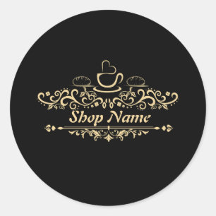 Modern Homemade coffee Bakery custom Business Logo Classic Round Sticker