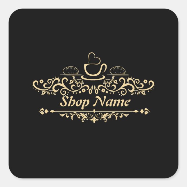 Modern Homemade coffee Bakery custom Business Logo Square Sticker (Front)