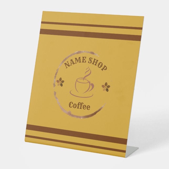 Modern Homemade coffee Tea custom Business name Pedestal Sign (Front)