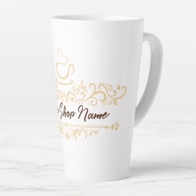 Modern Homemade Coffee welcome custom Business Log Latte Mug (Right Angle)