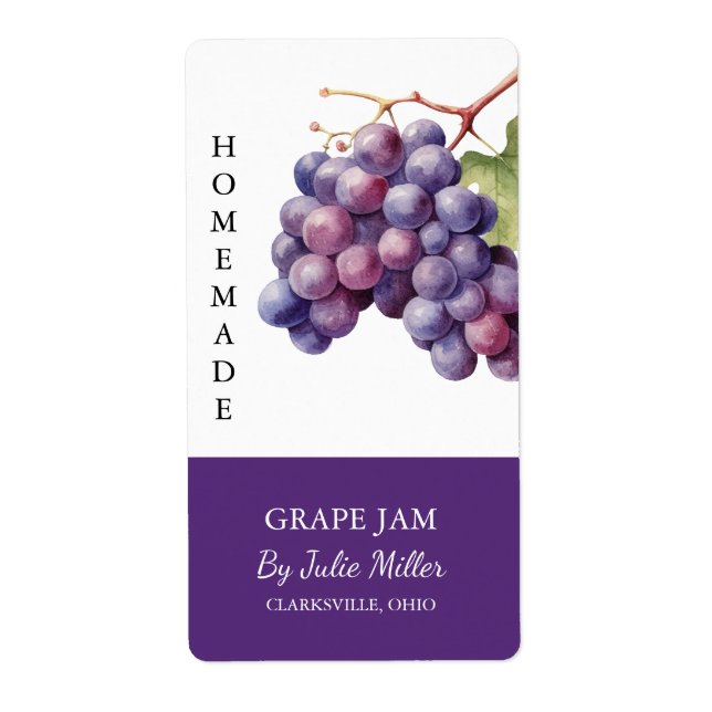 Modern Homemade Grape Jam Label (Front)
