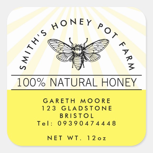 Modern Homemade Honey JAR Square Sticker (Front)