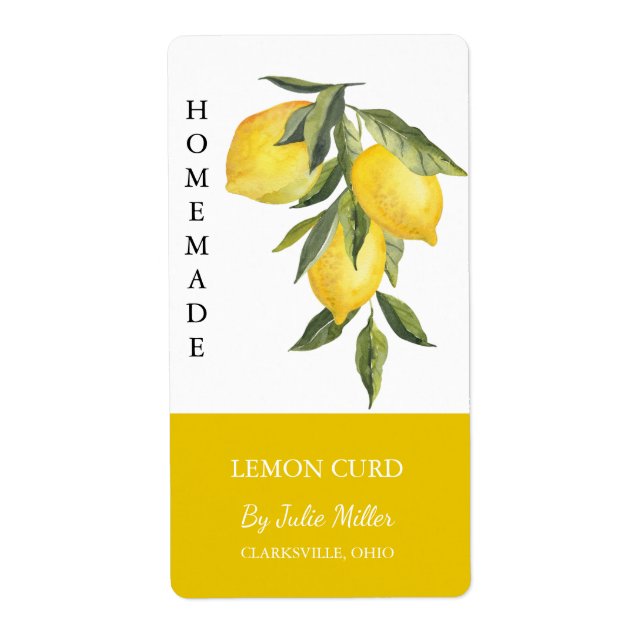 Modern Homemade Lemon Curd Label (Front)