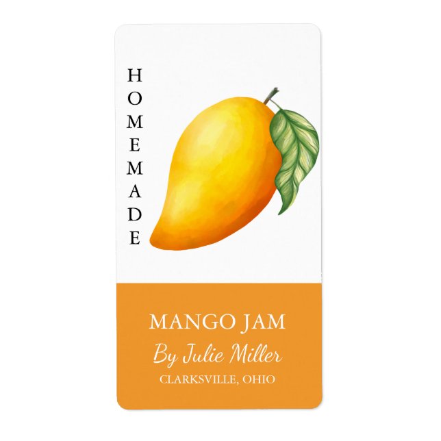 Modern Homemade Mango Jam Label (Front)
