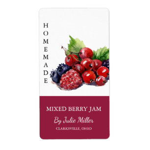 Modern Homemade Mixed Berry Jam Label