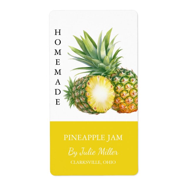 Modern Homemade Pineapple Jam Label (Front)