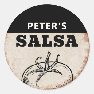 Modern Homemade tomato Salsa grunge design Classic Round Sticker
