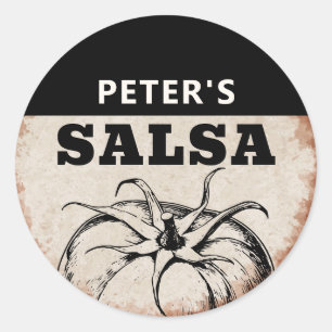 Modern Homemade tomato Salsa grunge design Classic Round Sticker