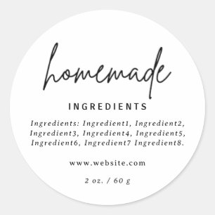 Modern Homemade White Ingredients Label