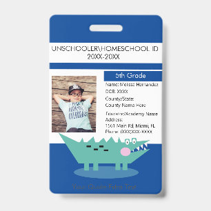 Modern Homeschooling Unschooling Student Alligator ID Badge