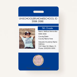 Modern Homeschooling Unschooling Student Blue ID Badge