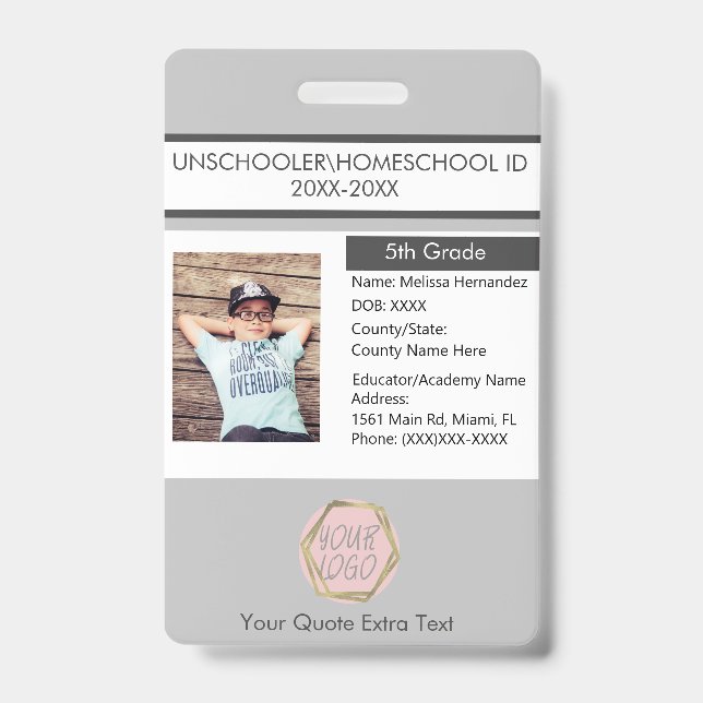 Modern Homeschooling Unschooling Student  ID Badge (Front)