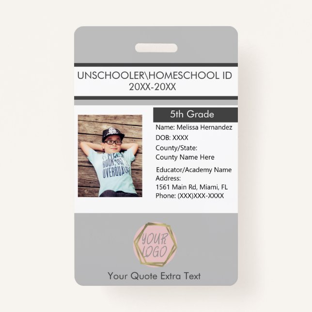 Modern Homeschooling Unschooling Student  ID Badge (Front)