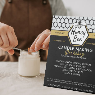 Modern Honey Bee Honeycomb Black Yellow Workshop Pedestal Sign