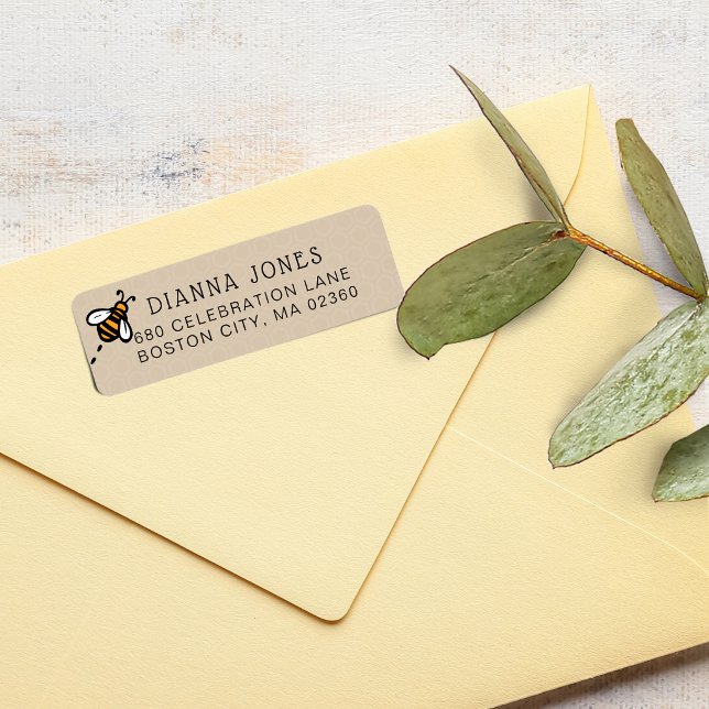 Modern Honey Bee Return Address (Modern Honey Bee Return Address Label)