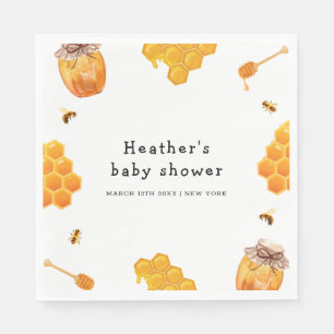 Modern Honey Bumblebee Frame Baby Shower Napkin