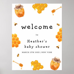 Modern Honey Bumblebee Frame Baby Shower Welcome Poster