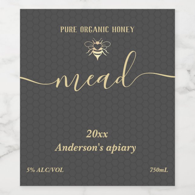 Modern honey comb mead wine label (Single Label)