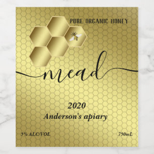 Modern honey comb mead wine label
