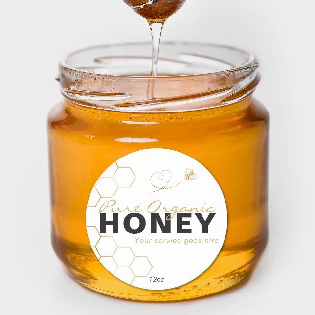 Modern Honey Gold Bees Honeycomb  Classic Round Sticker (Modern Honey Gold Bees Honeycomb Classic Round Sticker)