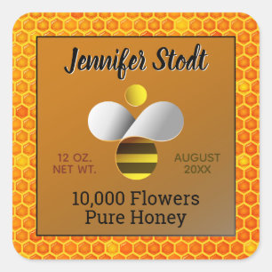 Modern Honeybee Logo Dark Amber Sticker Set