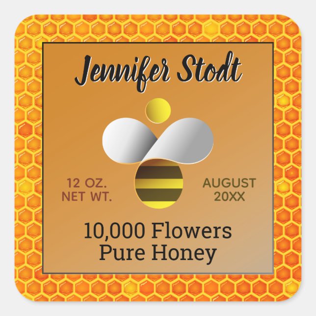 Modern Honeybee Logo Dark Amber Sticker Set (Front)