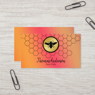 Modern honeycomb and hexagon bee logo  business card