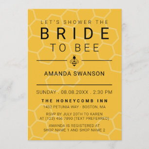 Modern Honeycomb & Bee Bridal Shower Invitation