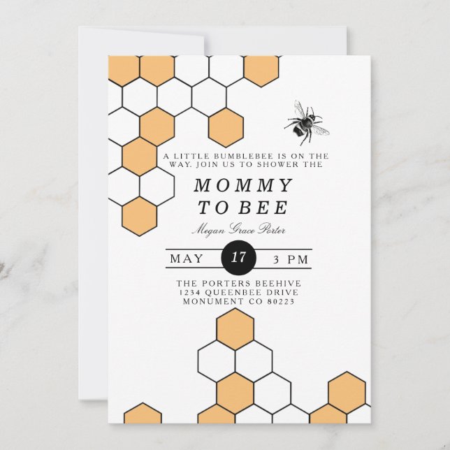 Modern Honeycomb | Bumblebee Baby Shower Invitation (Front)