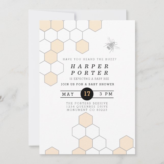 Modern Honeycomb | Bumblebee Baby Shower Invitation (Front)