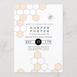 Modern Honeycomb | Bumblebee Baby Shower Invitation