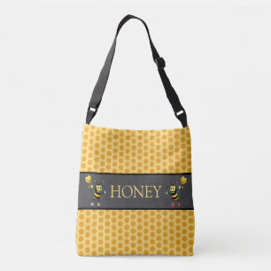 Modern honeycomb design & bumble bees crossbody bag