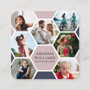 Modern Honeycomb Photography Photo  Square Business Card