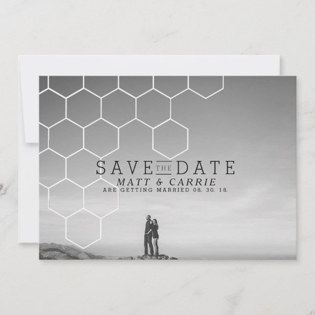 Modern Honeycomb Save The Date | Photo (Front)