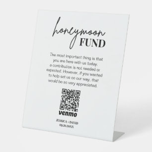 Modern Honeymoon Fund QR Code Sign