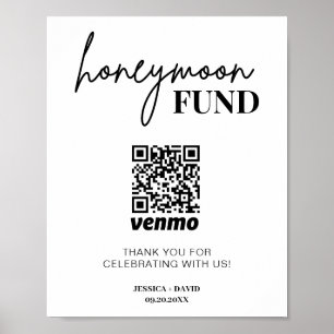 Modern Honeymoon Fund QR Code Sign