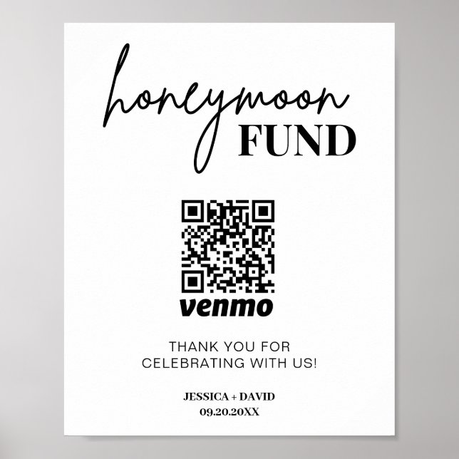 Modern Honeymoon Fund QR Code Sign (Front)